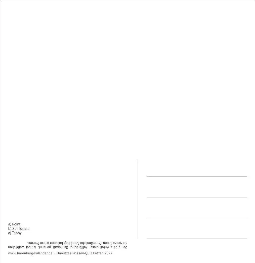 Bild: 9783840039973 | Unnützes-Wissen-Quiz Katzen Premium-Postkartenkalender 2027 -...