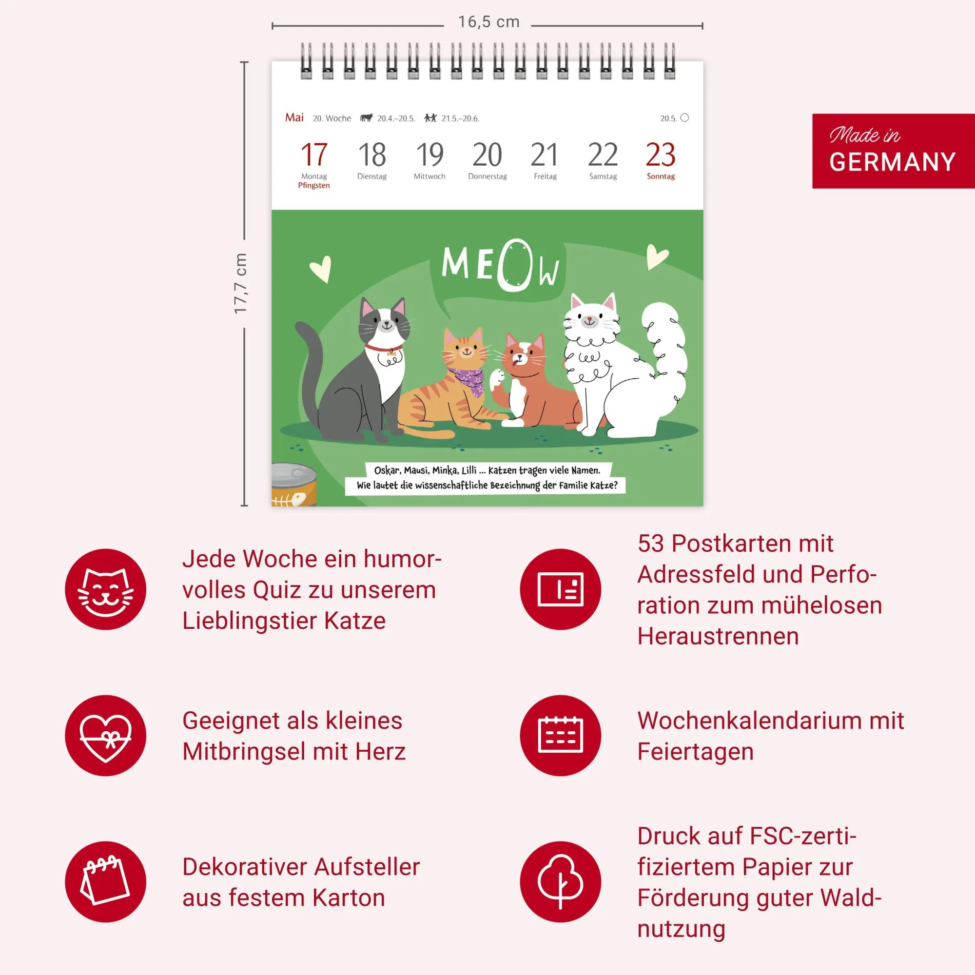 Bild: 9783840039973 | Unnützes-Wissen-Quiz Katzen Premium-Postkartenkalender 2027 -...