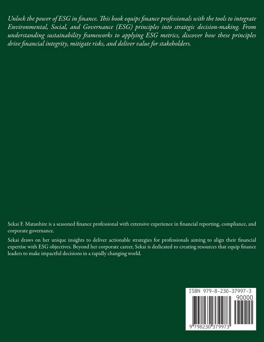 Rückseite: 9798230379973 | ESG for Finance professionals | Sekai Fm | Taschenbuch | Englisch
