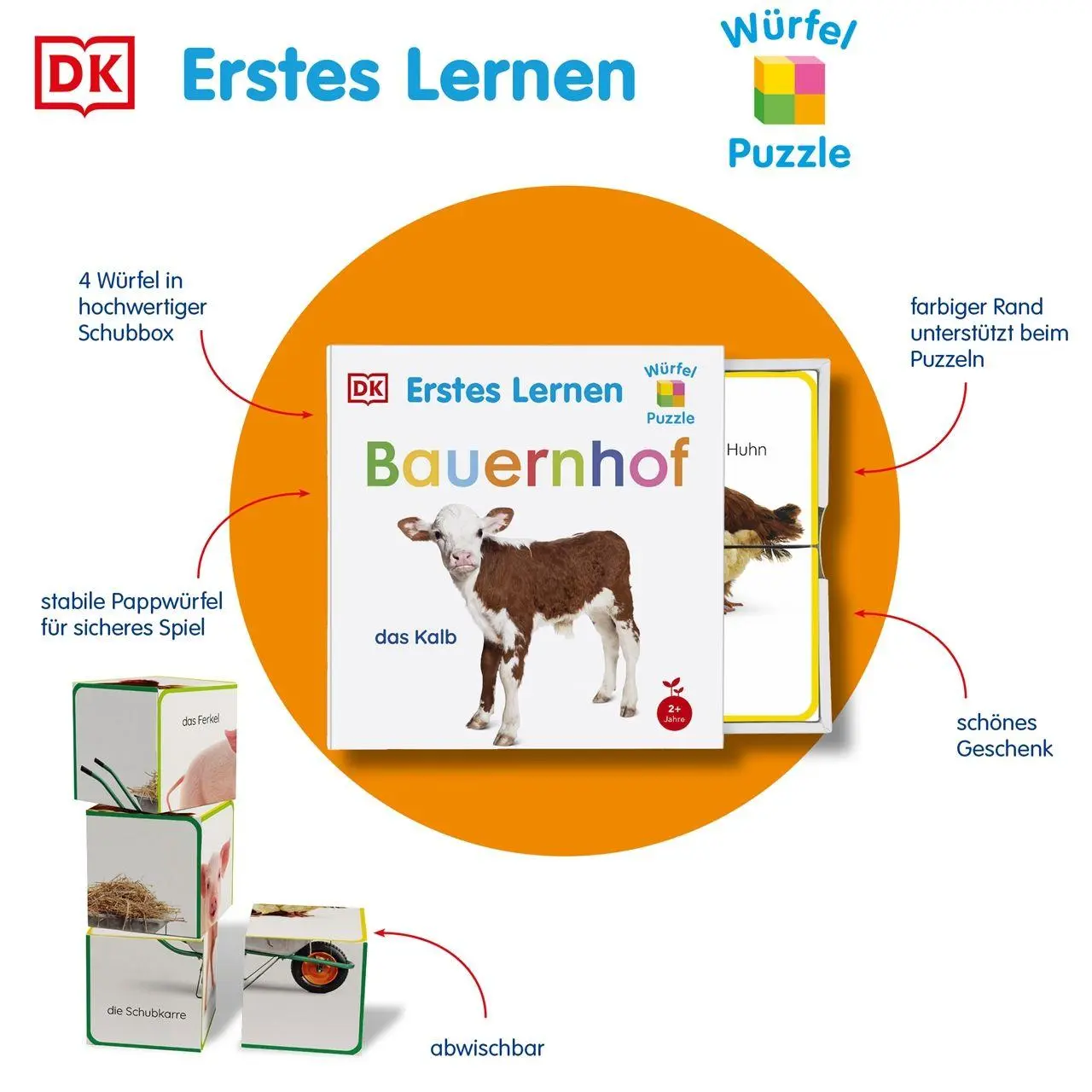 Bild: 4260690440074 | Erstes Lernen Würfelpuzzle. Bauernhof | DK Erstes Lernen | Puzzle
