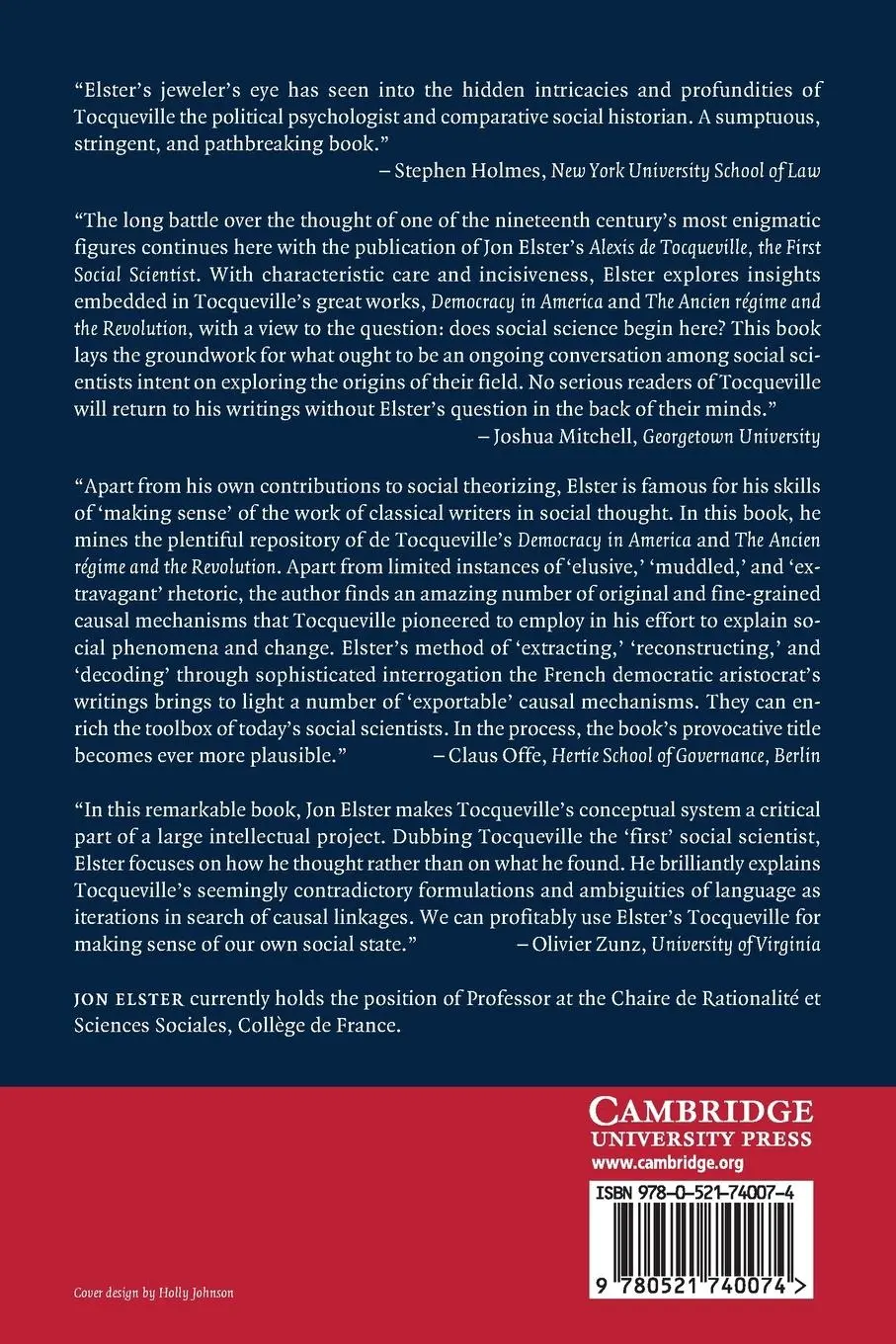 Rückseite: 9780521740074 | Alexis de Tocqueville, the First Social Scientist | Jon Elster | Buch