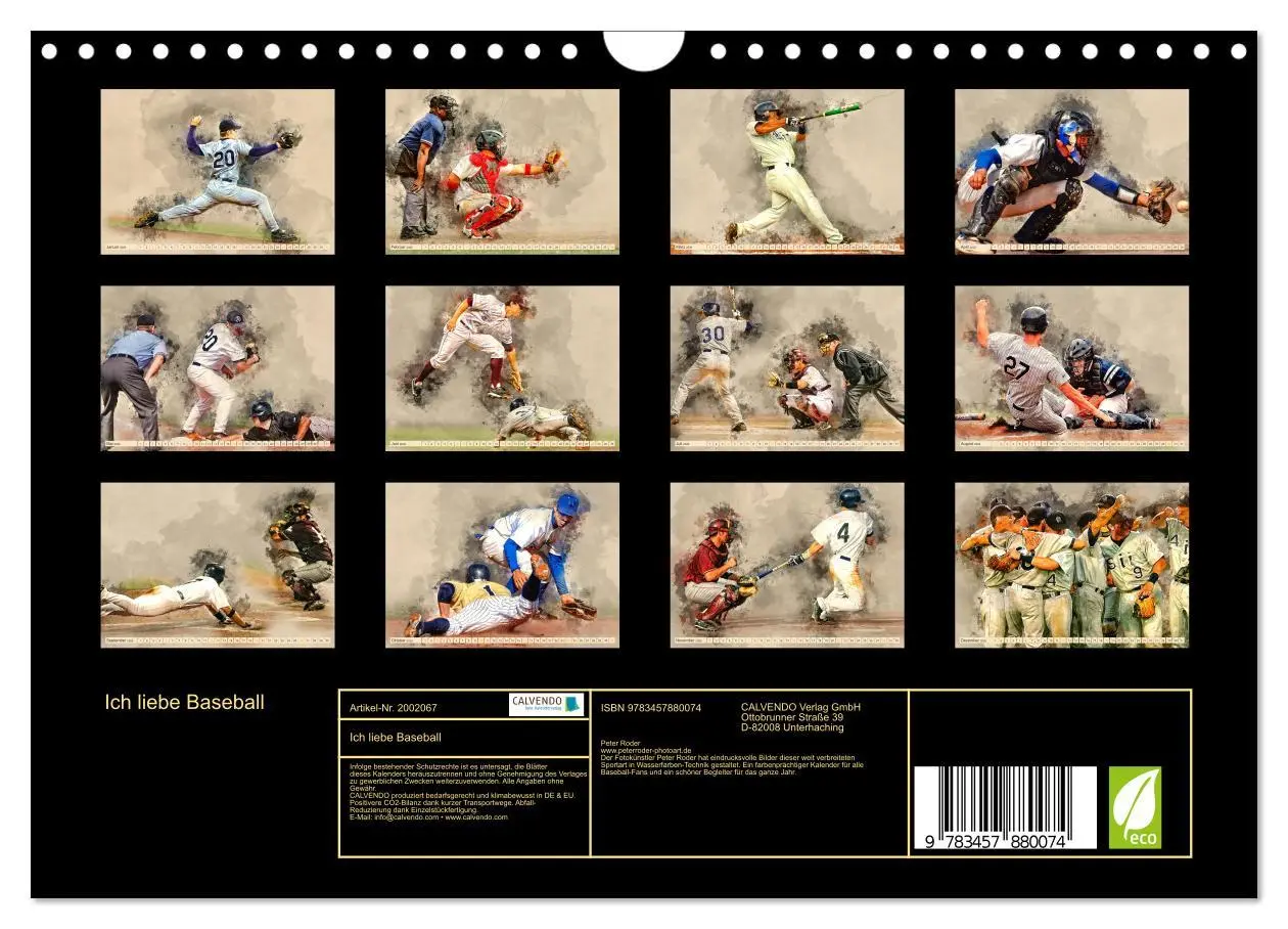 Bild: 9783457880074 | Ich liebe Baseball (Wandkalender 2026 DIN A4 quer), CALVENDO...