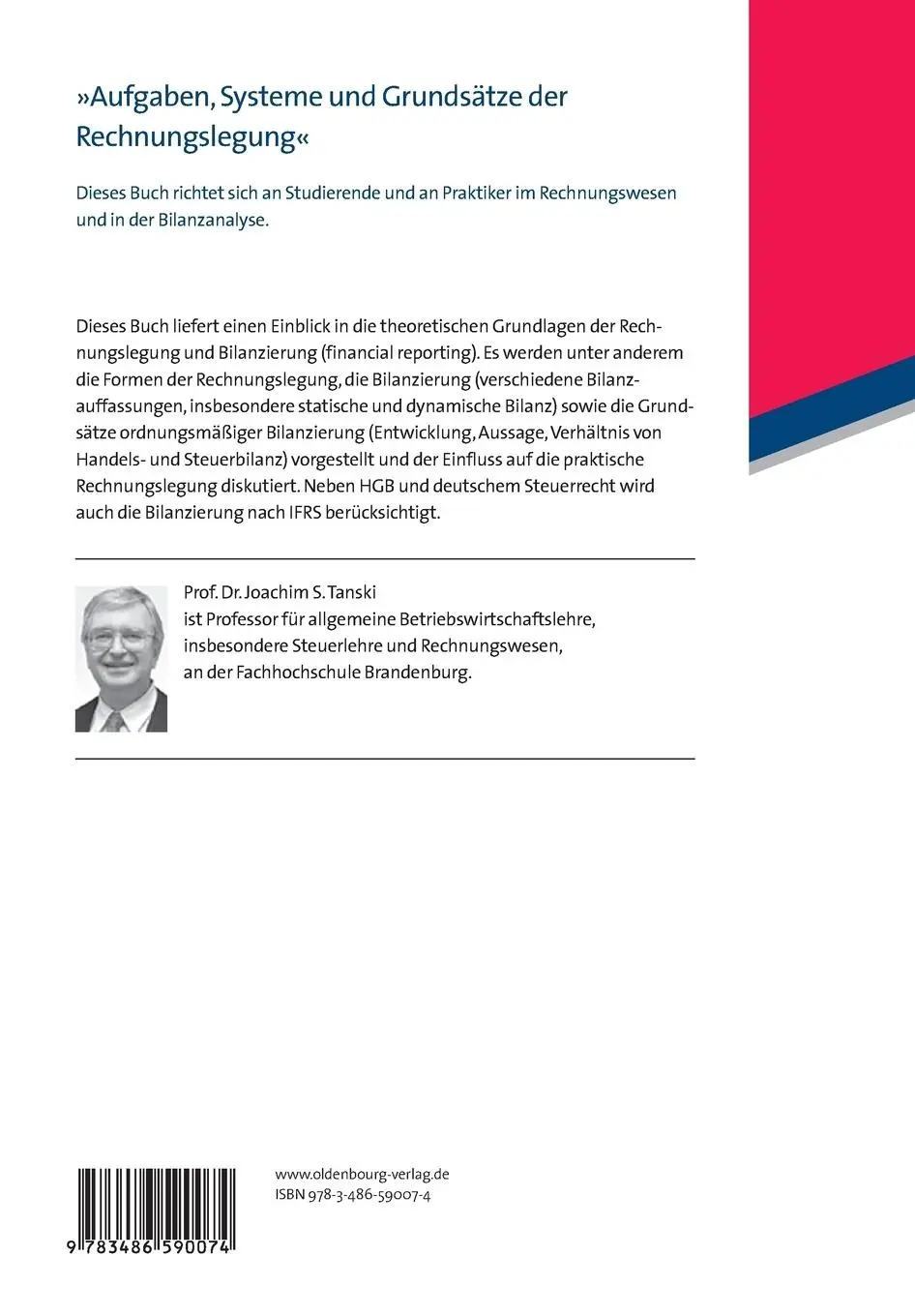 Rückseite: 9783486590074 | Rechnungslegung und Bilanztheorie | Joachim S. Tanski | Taschenbuch