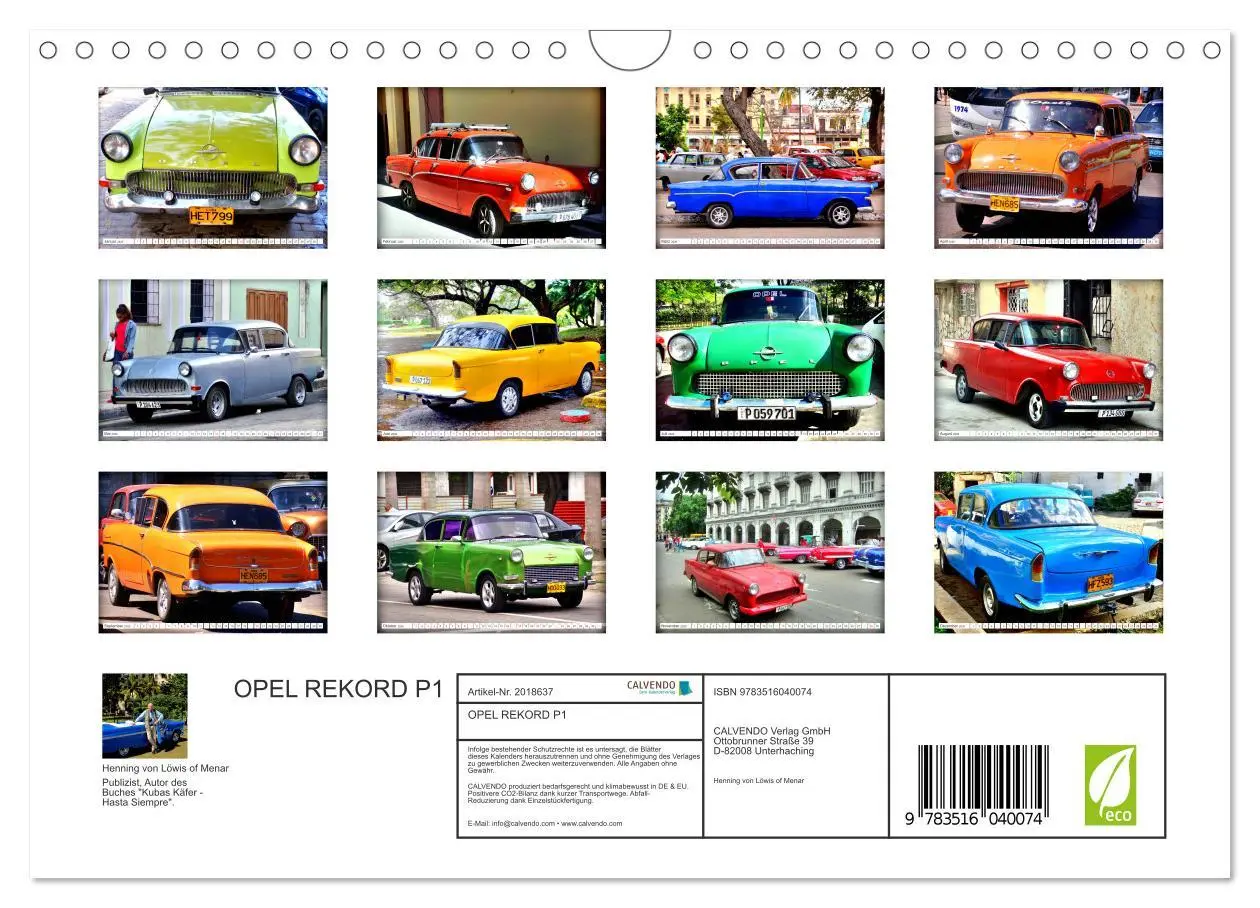 Bild: 9783516040074 | OPEL REKORD P1 (Wandkalender 2026 DIN A4 quer), CALVENDO...