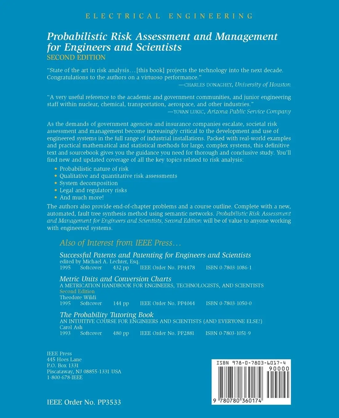 Rückseite: 9780780360174 | Probablistic Risk Assessment and Management for Engineers and...
