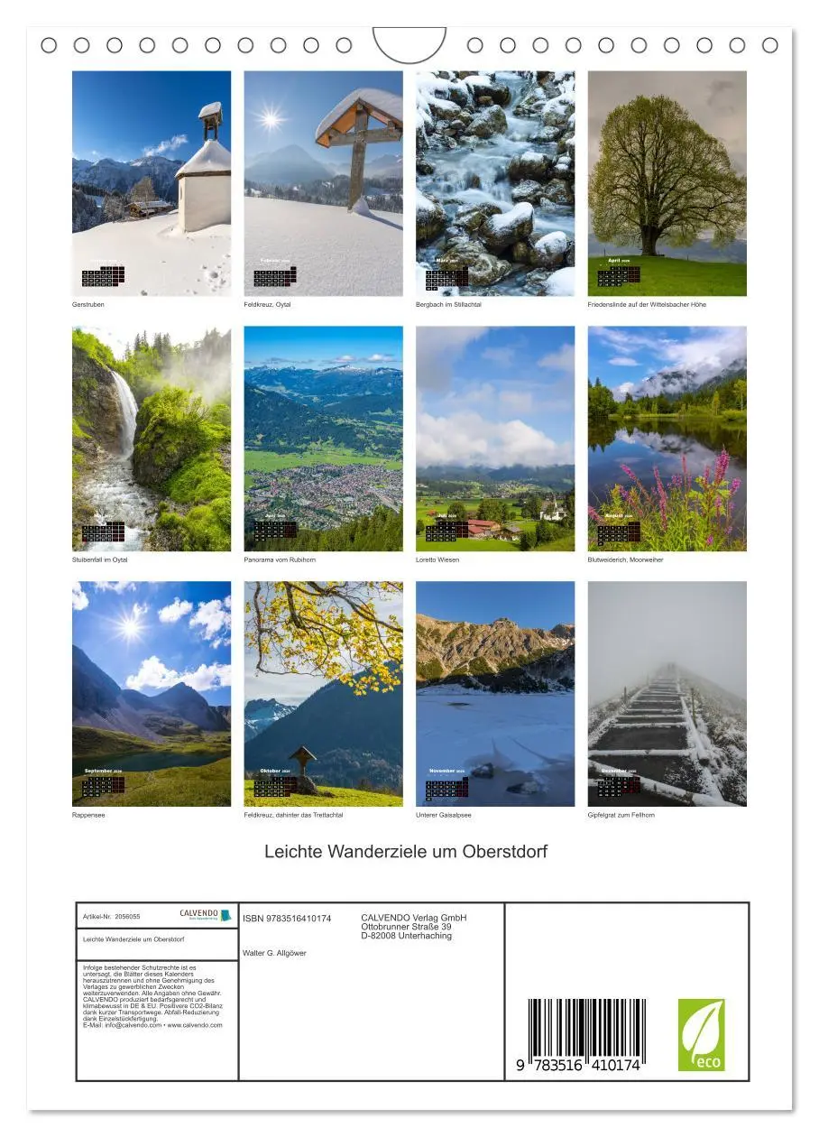 Bild: 9783516410174 | Leichte Wanderziele um Oberstdorf (Wandkalender 2026 DIN A4 hoch),...