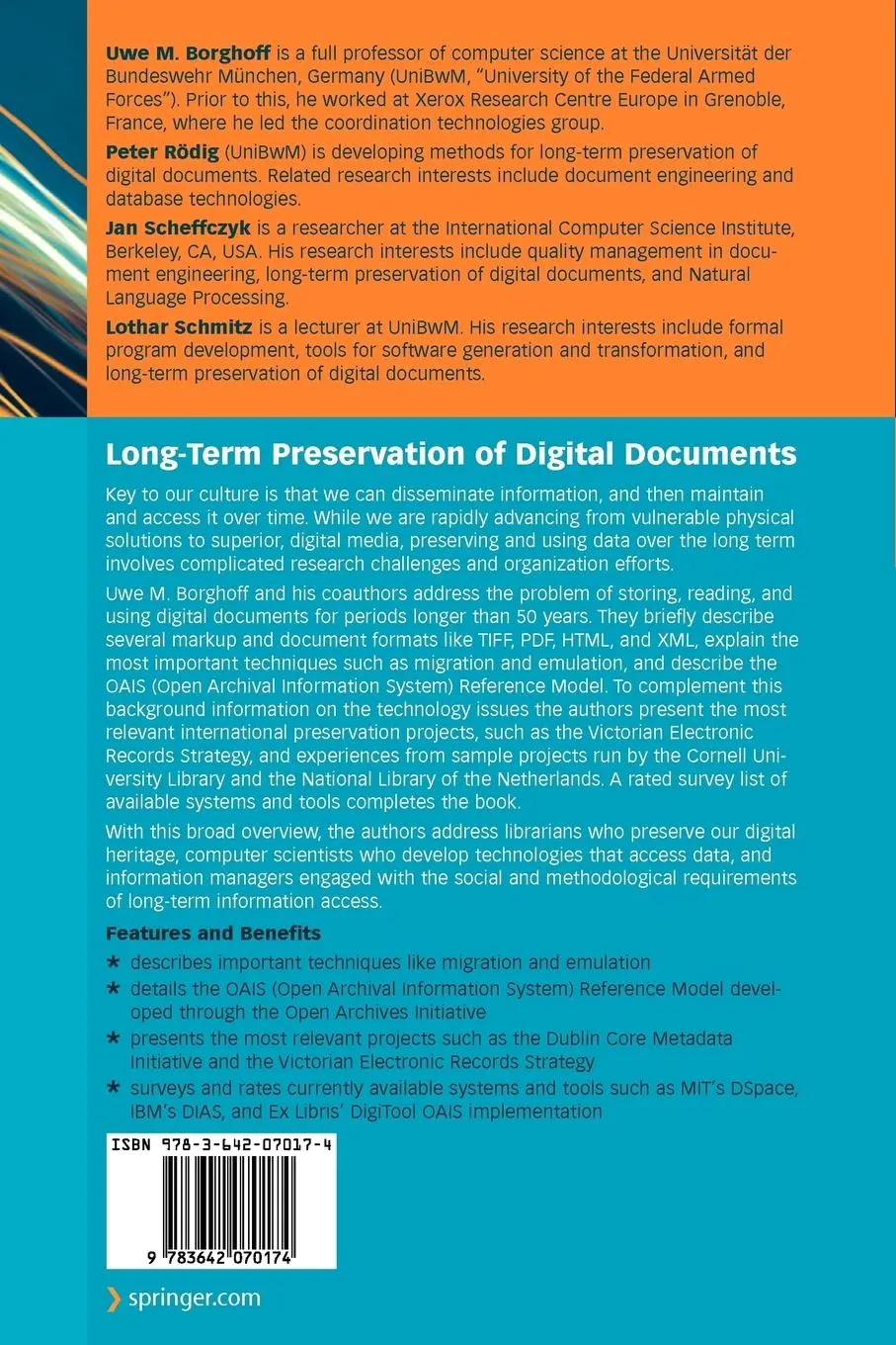 Rückseite: 9783642070174 | Long-Term Preservation of Digital Documents | Principles and Practices
