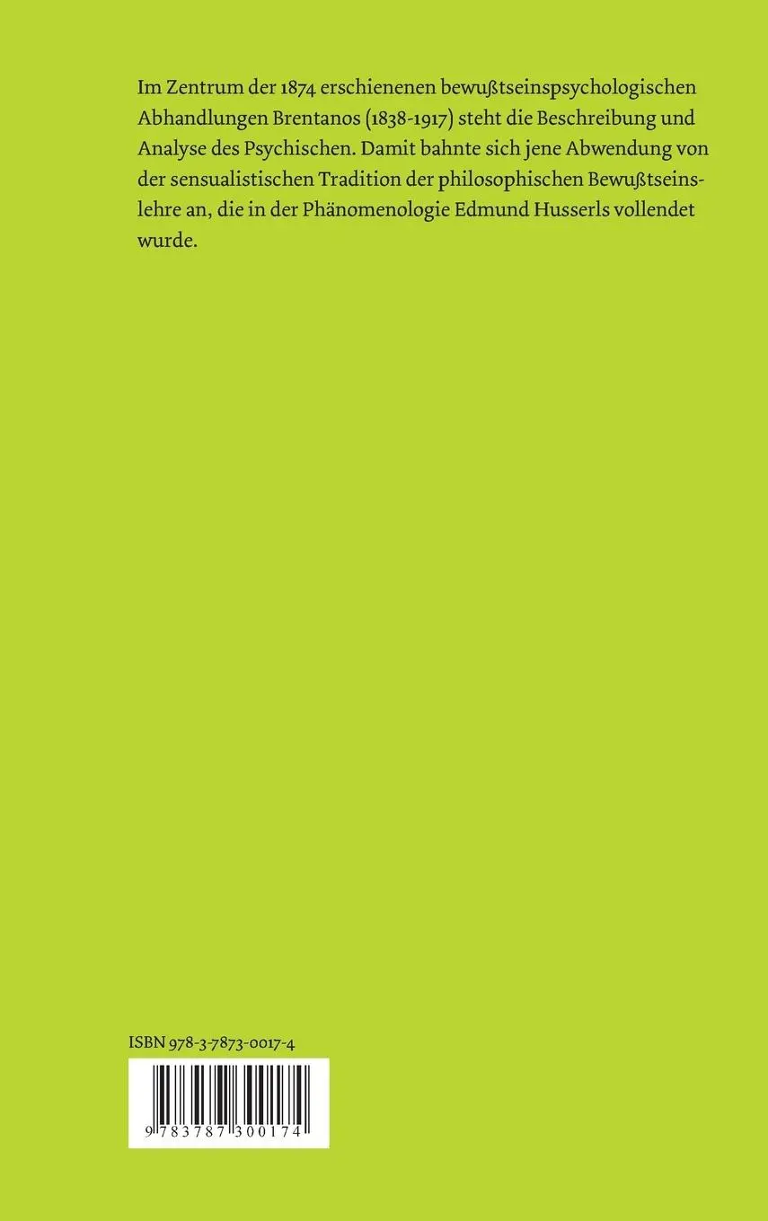 Rückseite: 9783787300174 | Psychologie vom empirischen Standpunkt / Psychologie vom...