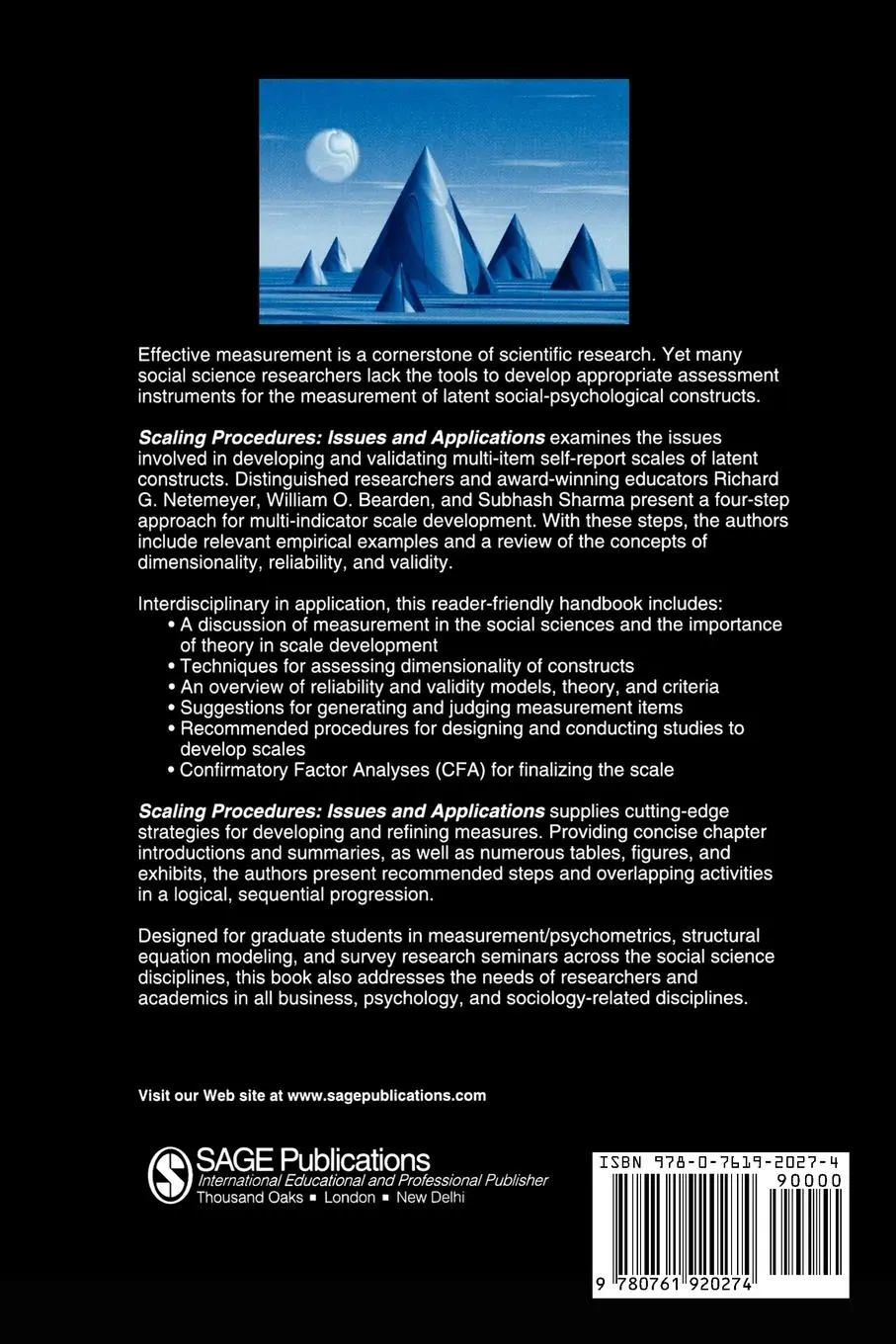 Rückseite: 9780761920274 | Scaling Procedures | Issues and Applications | Netemeyer (u. a.)