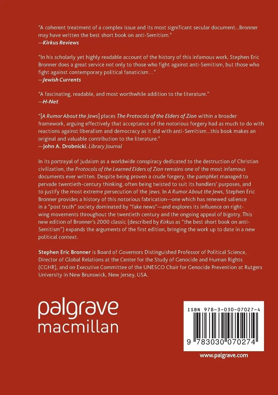 Rückseite: 9783030070274 | A Rumor about the Jews | Stephen Eric Bronner | Taschenbuch | xxv