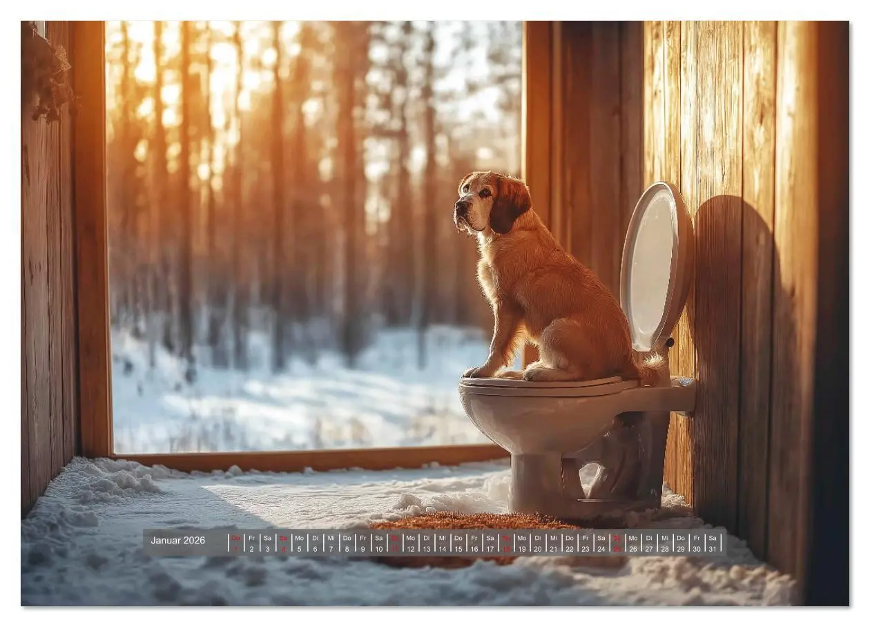 Bild: 9783457310274 | Sitz, Platz, Spül - Hunde auf dem Thron (Wandkalender 2026 DIN A4...