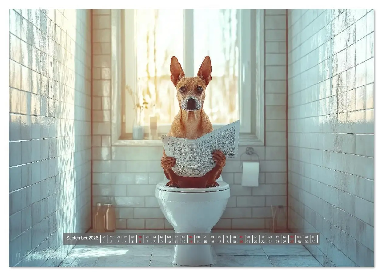Bild: 9783457310274 | Sitz, Platz, Spül - Hunde auf dem Thron (Wandkalender 2026 DIN A4...