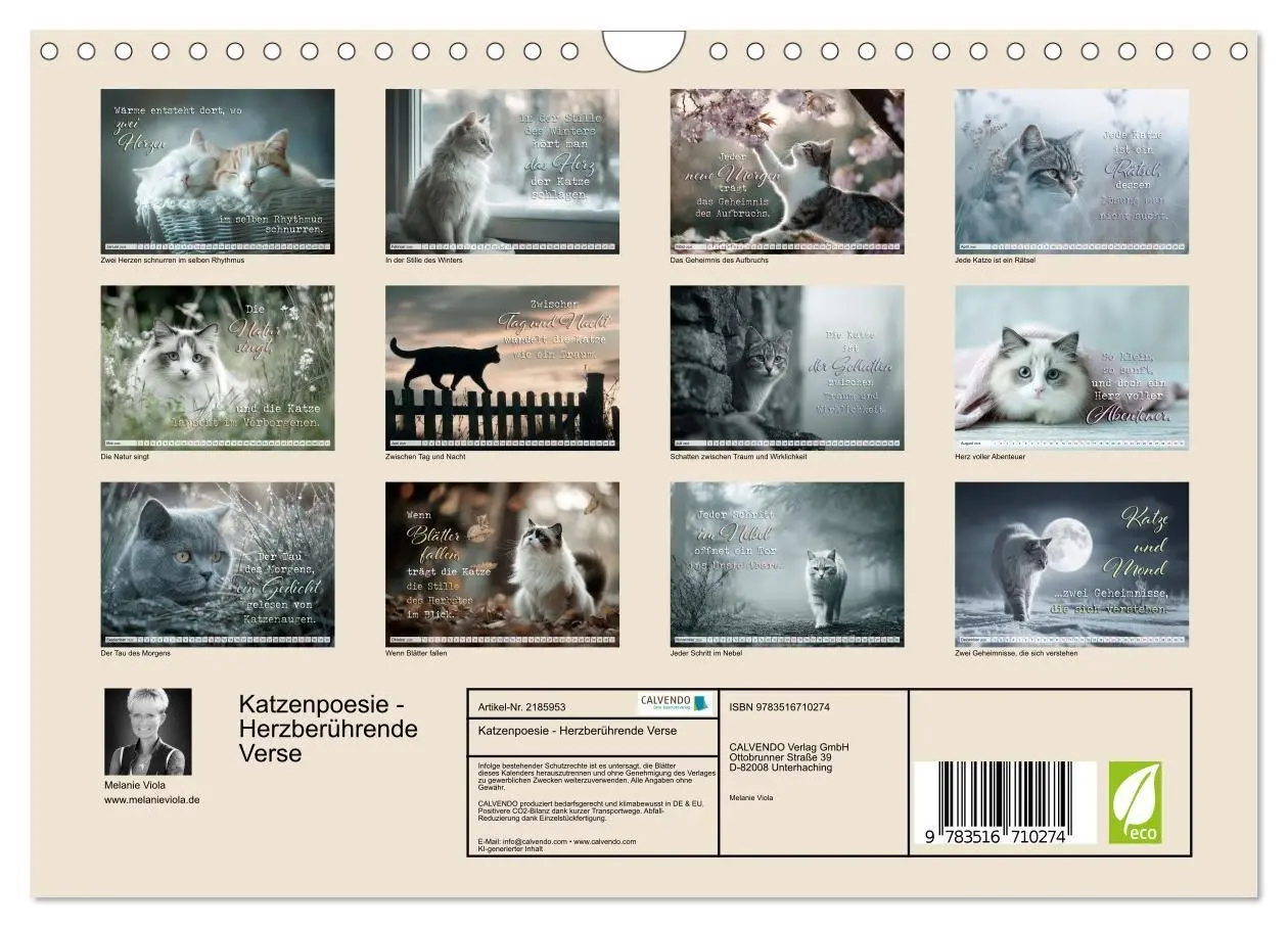 Bild: 9783516710274 | Katzenpoesie - Herzberührende Verse (Wandkalender 2026 DIN A4...