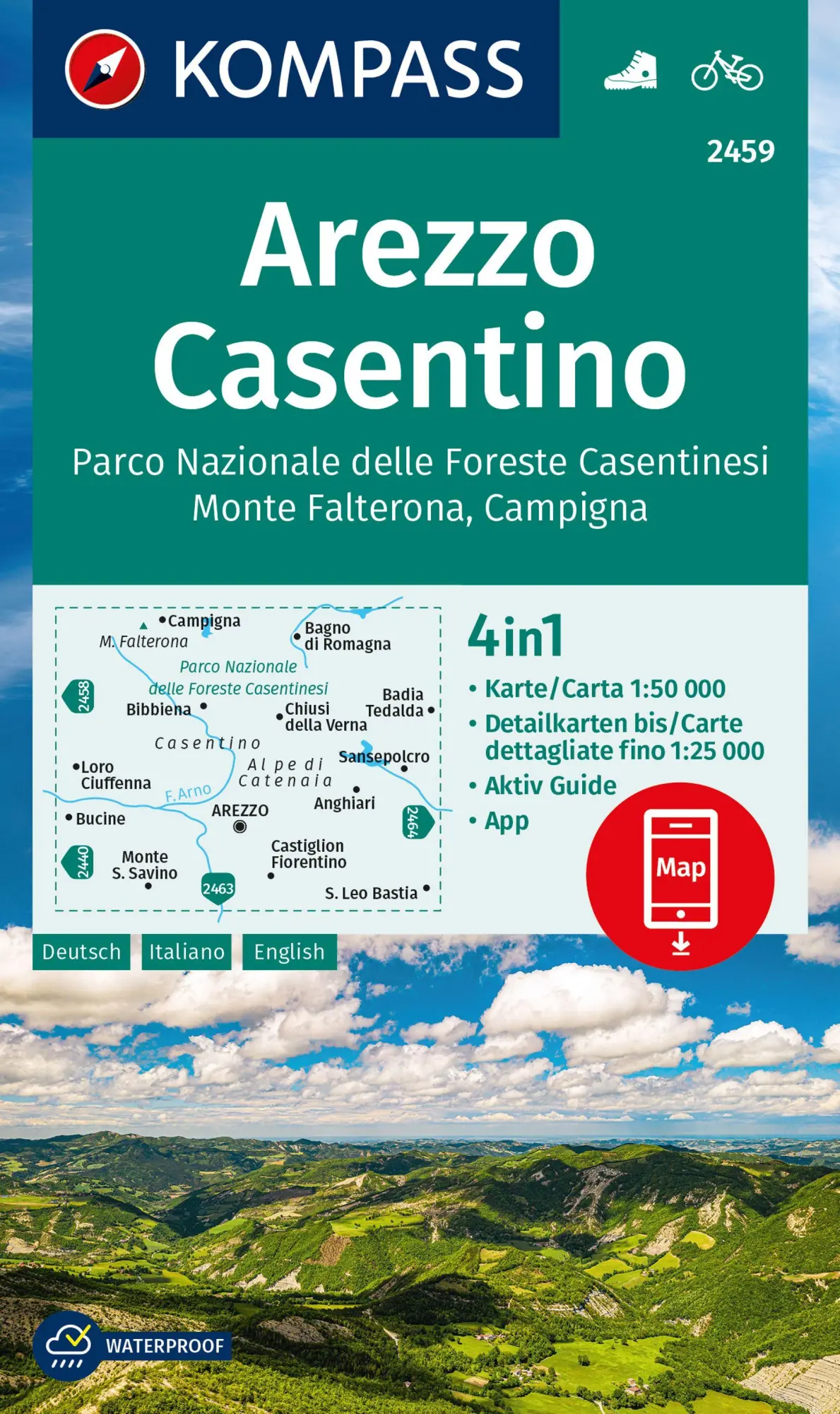Cover: 9783991540274 | KOMPASS Wanderkarte 2459 Arezzo, Casentino, Parco Nazionale delle...