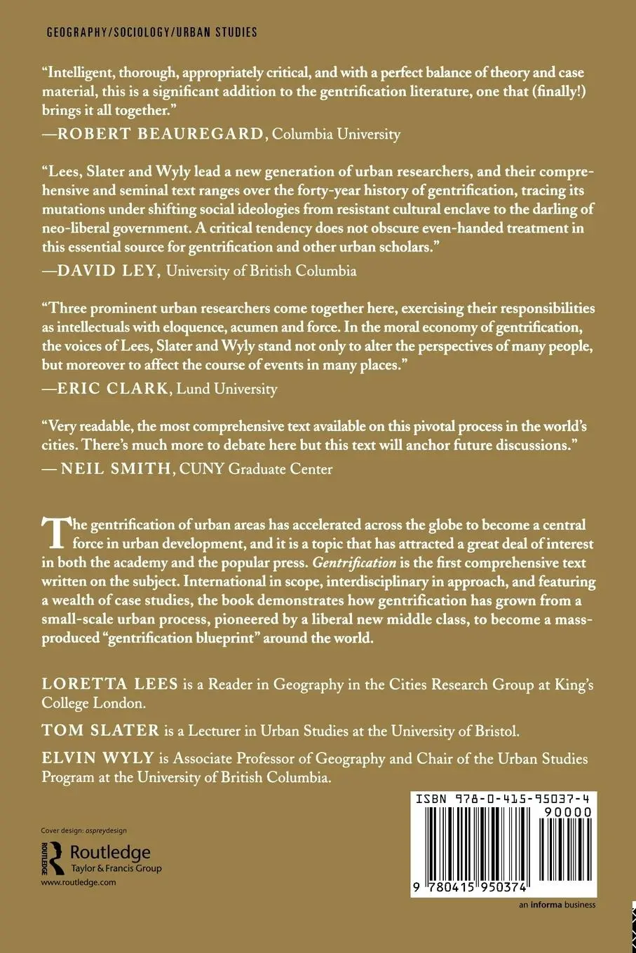Rückseite: 9780415950374 | Gentrification | Loretta Lees (u. a.) | Taschenbuch | Englisch | 2007