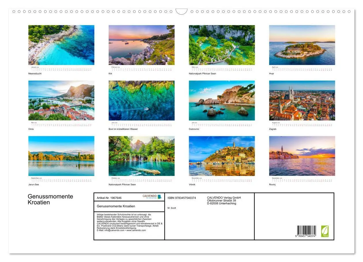 Bild: 9783457540374 | Genussmomente Kroatien (Wandkalender 2026 DIN A2 quer), CALVENDO...