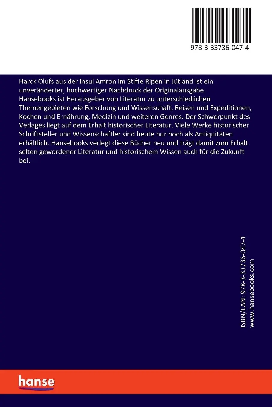 Rückseite: 9783337360474 | Harck Olufs aus der Insul Amron im Stifte Ripen in Jütland | Buch