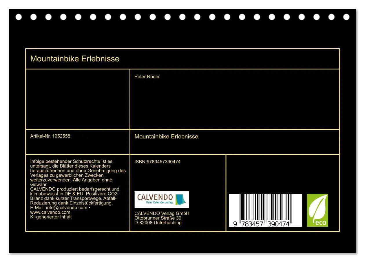 Bild: 9783457390474 | Mountainbike Erlebnisse (Tischkalender 2026 DIN A5 quer), CALVENDO...