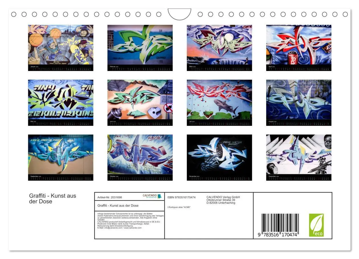 Bild: 9783516170474 | Graffiti - Kunst aus der Dose (Wandkalender 2026 DIN A4 quer),...