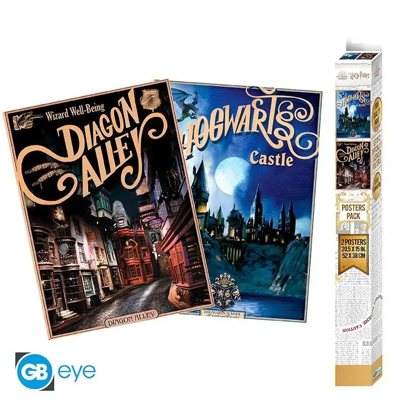 ABYstyle Harry Potter Retro Hogwarts & Diagon 2er Chibi Posters Set