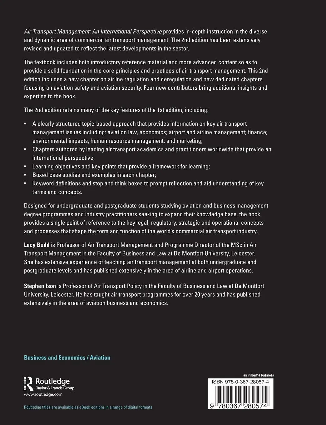 Rückseite: 9780367280574 | Air Transport Management | An International Perspective | Budd (u. a.)