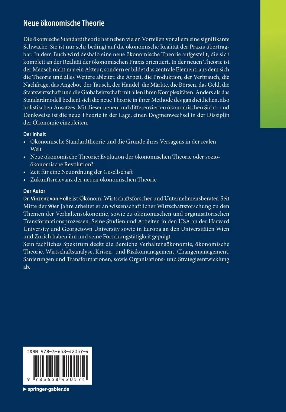 Rückseite: 9783658420574 | Neue ökonomische Theorie | Vinzenz von Holle | Taschenbuch | xii