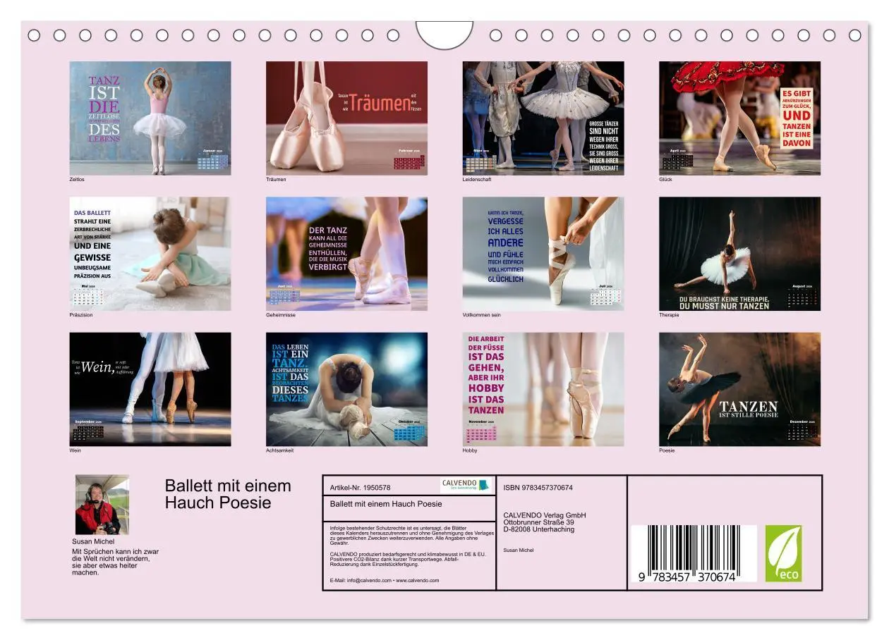 Bild: 9783457370674 | Ballett mit einem Hauch Poesie (Wandkalender 2026 DIN A4 quer),...