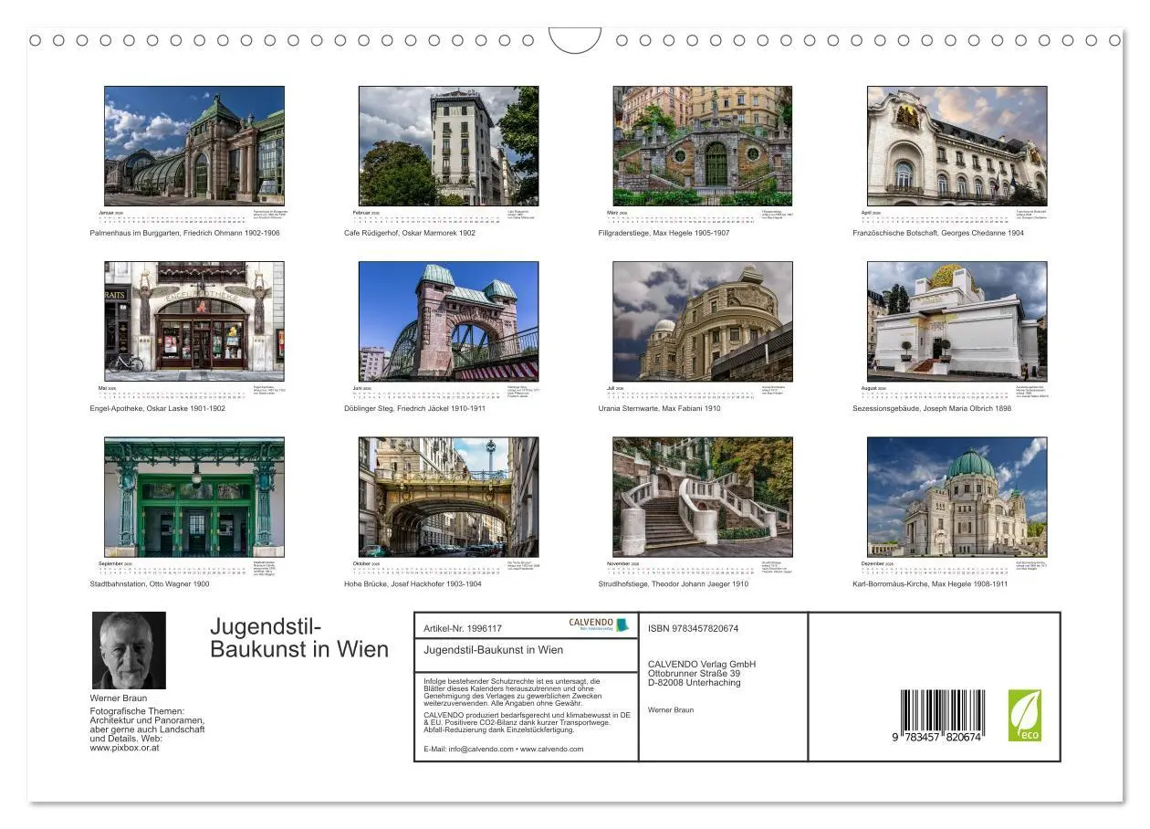 Bild: 9783457820674 | Jugendstil-Baukunst in Wien (Wandkalender 2026 DIN A3 quer),...