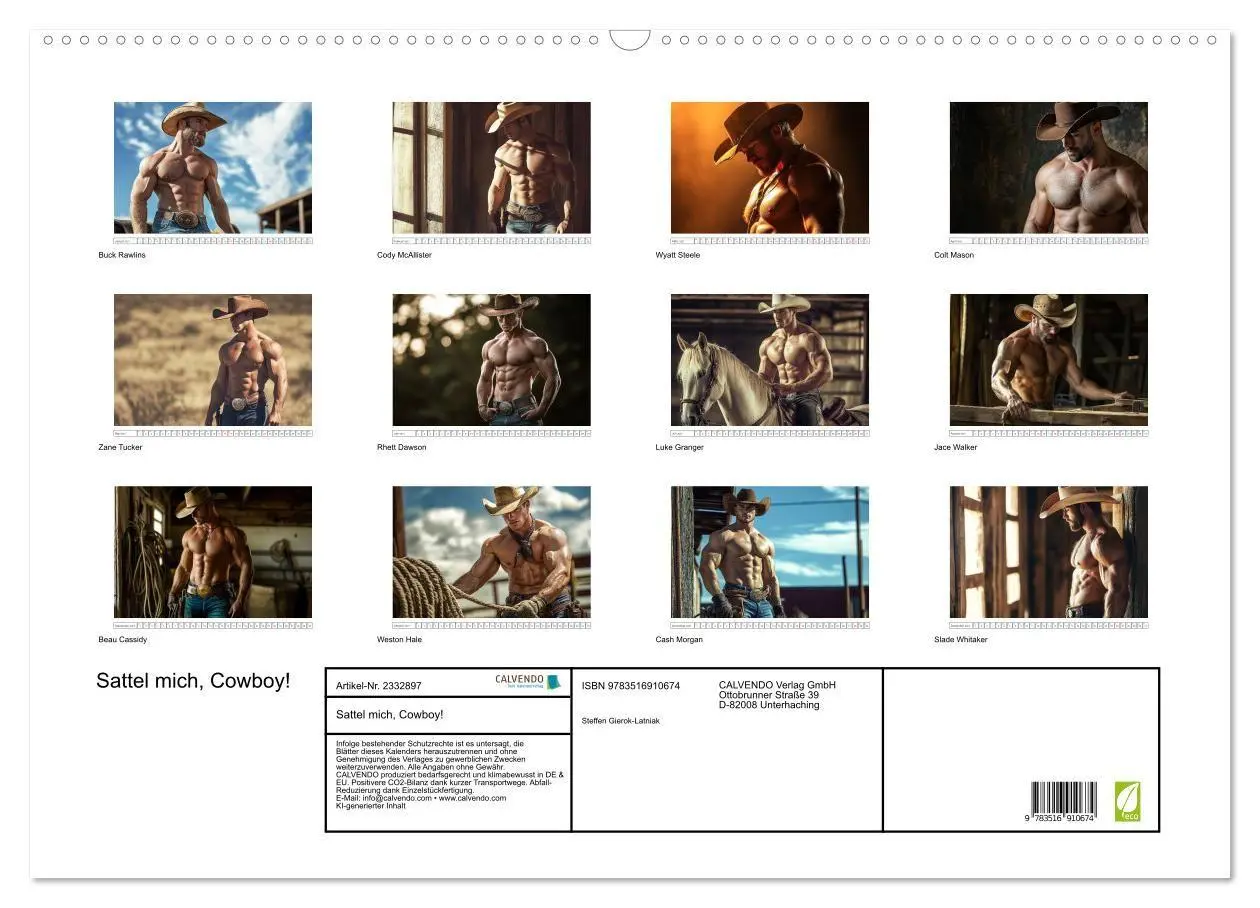 Bild: 9783516910674 | Sattel mich, Cowboy! (Wandkalender 2027 DIN A2 quer), CALVENDO...
