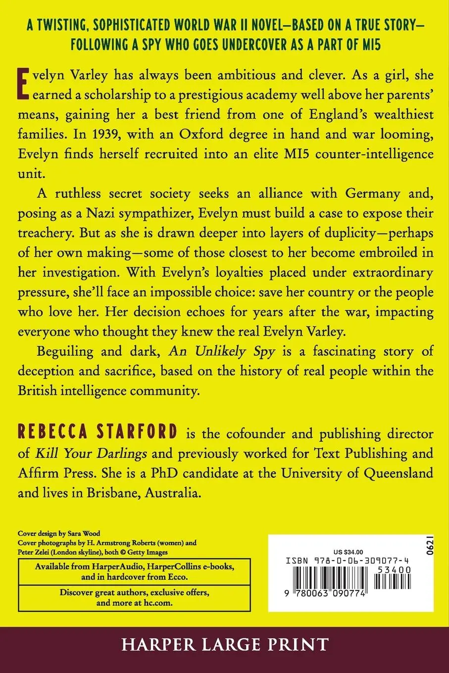 Rückseite: 9780063090774 | An Unlikely Spy LP | Rebecca Starford | Taschenbuch | Englisch | 2023