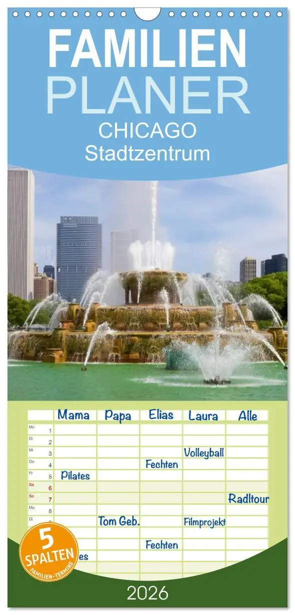 Cover: 9783516520774 | Familienplaner 2026 - CHICAGO Stadtzentrum mit 5 Spalten...