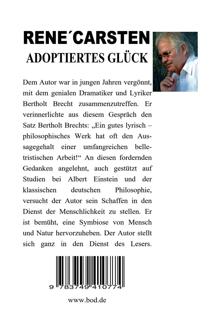 Rückseite: 9783749410774 | Adoptiertes Glück | Rene´ Carsten | Taschenbuch | 100 S. | Deutsch