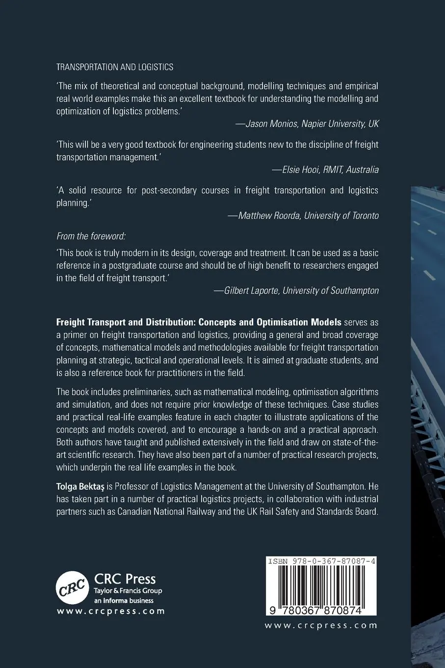 Rückseite: 9780367870874 | Freight Transport and Distribution | Concepts and Optimisation Models