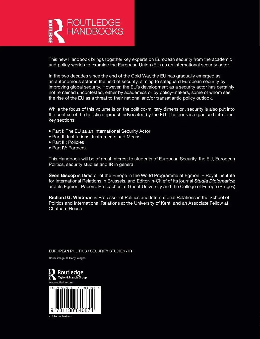 Rückseite: 9781138840874 | The Routledge Handbook of European Security | Sven Biscop (u. a.)