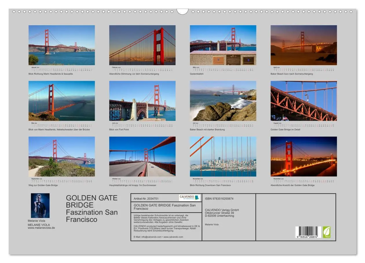 Bild: 9783516200874 | GOLDEN GATE BRIDGE Faszination San Francisco (Wandkalender 2026 DIN...
