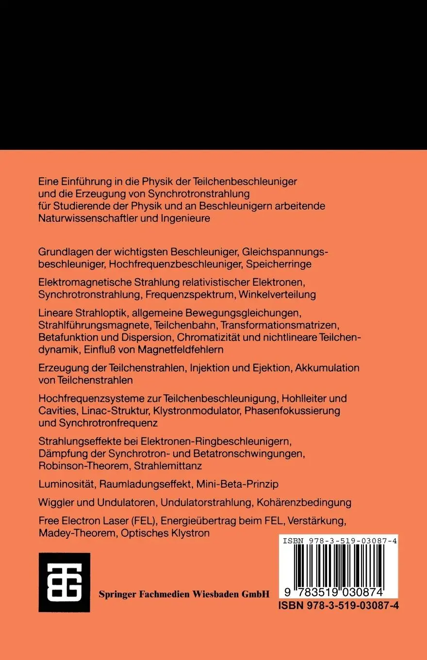 Rückseite: 9783519030874 | Physik der Teilchenbeschleuniger und Synchrotronstrahlungsquellen Rückseite: 9783519030874 | Physik der Teilchenbeschleuniger und Synchrotronstrahlungsquellen