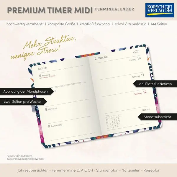 Bild: 9783731890874 | Premium Timer Midi "Exotica" 2026 | Verlag Korsch | Buch | 144 S.