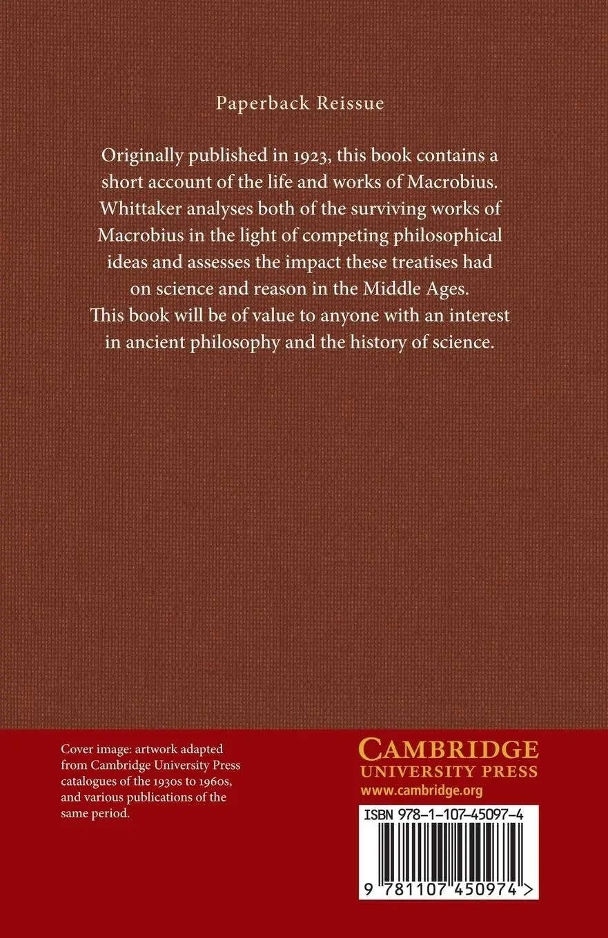 Rückseite: 9781107450974 | Macrobius | Or Philosophy, Science and Letters in the Year 400 | Buch
