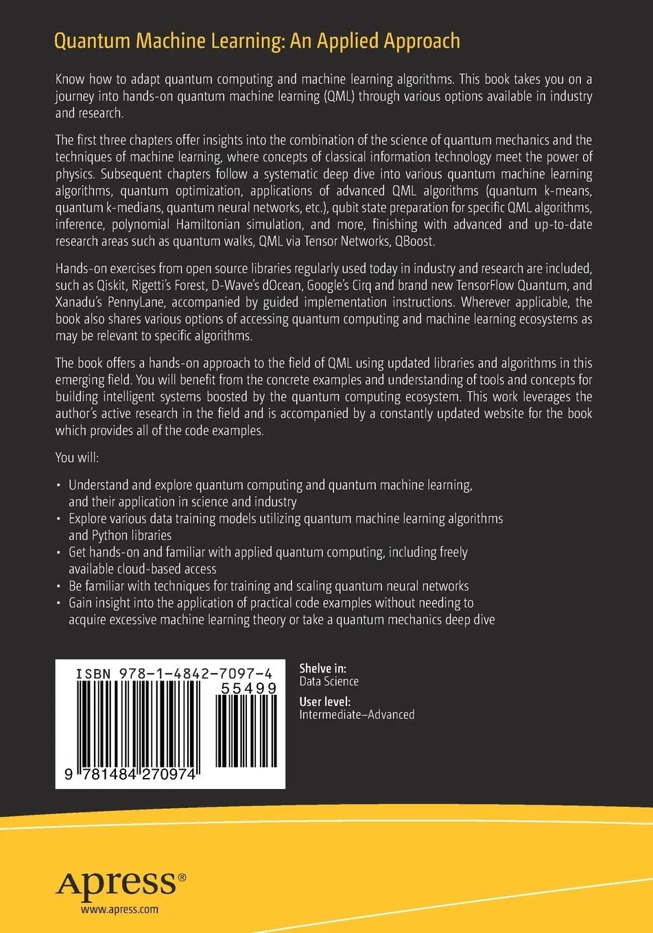 Rückseite: 9781484270974 | Quantum Machine Learning: An Applied Approach | Santanu Ganguly | Buch