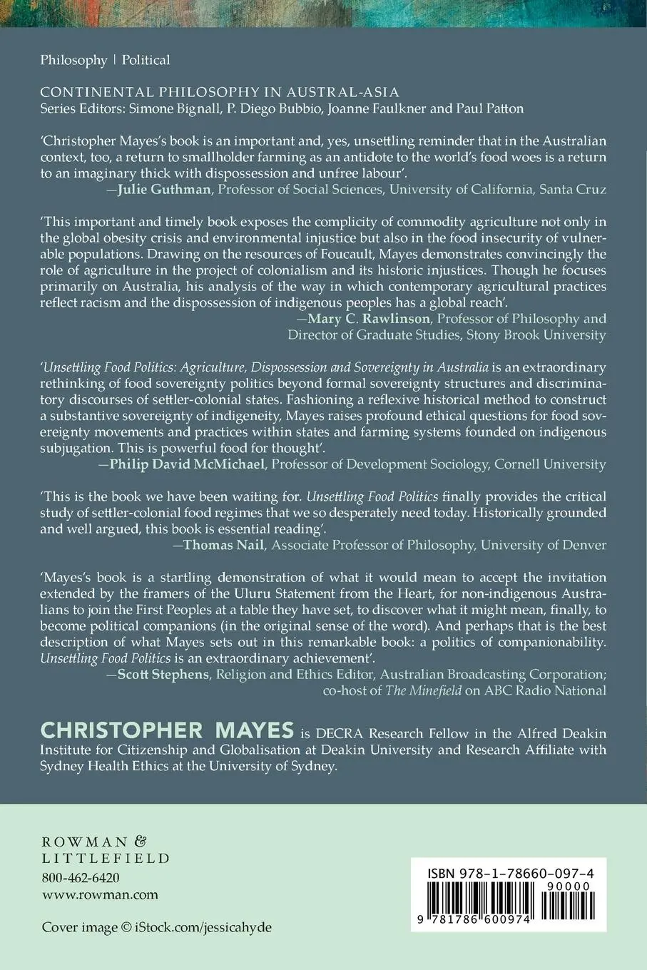 Rückseite: 9781786600974 | Unsettling Food Politics | Christopher Mayes | Taschenbuch | Englisch