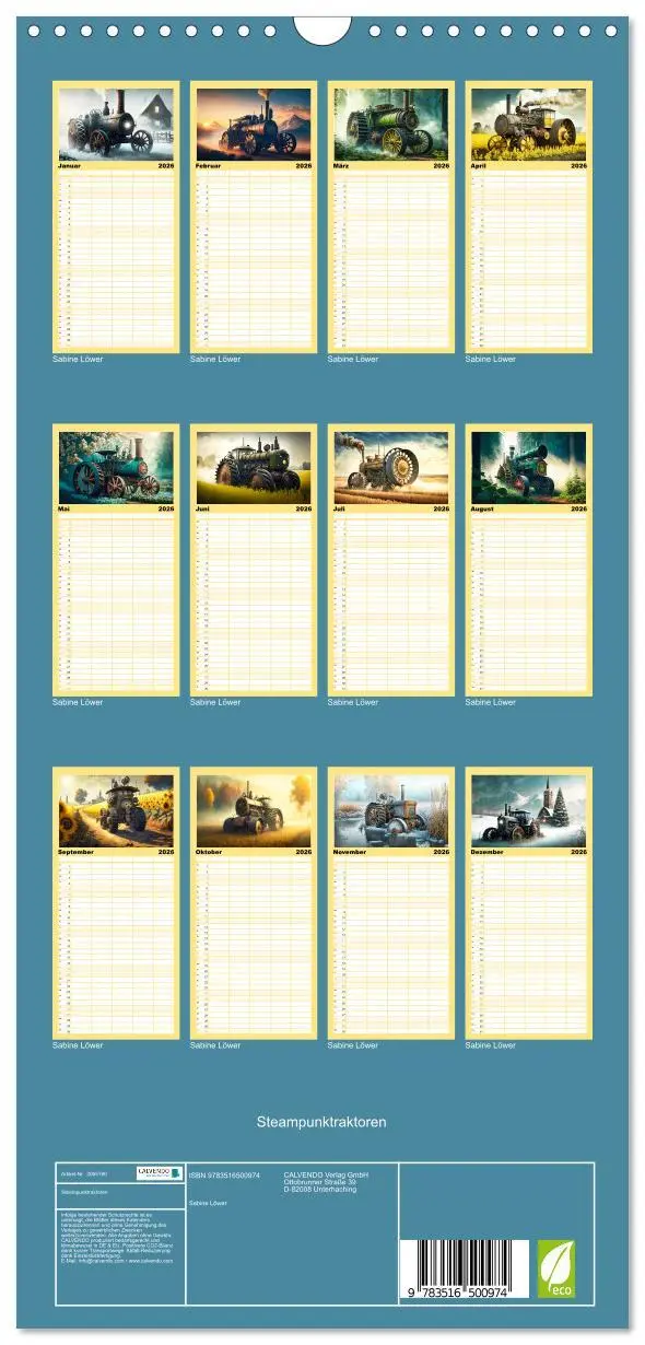 Bild: 9783516500974 | Familienplaner 2026 - Steampunktraktoren mit 5 Spalten...