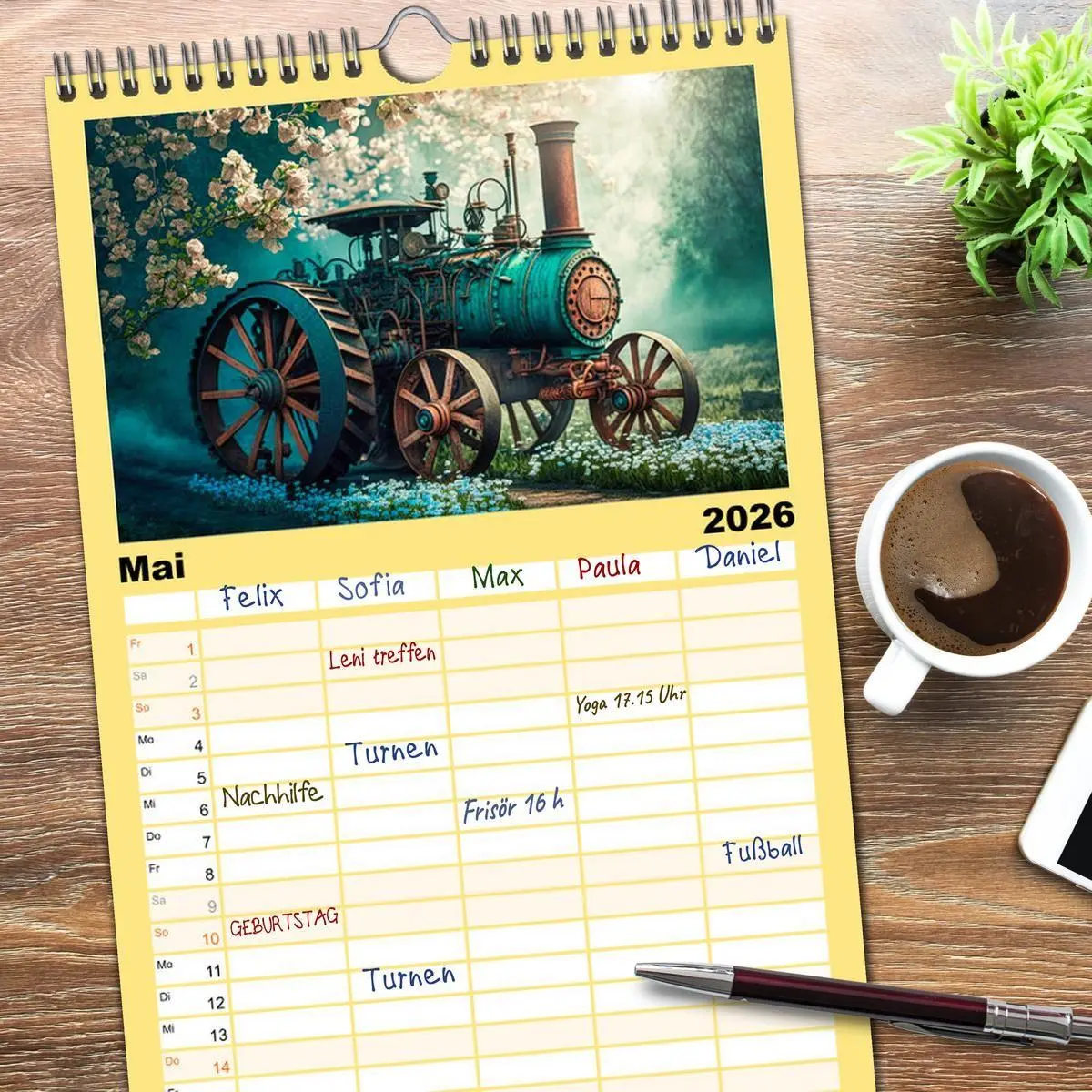 Bild: 9783516500974 | Familienplaner 2026 - Steampunktraktoren mit 5 Spalten...