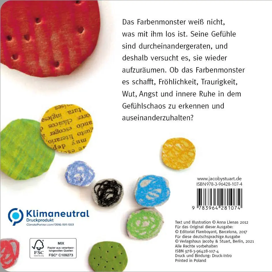 Bild: 9783964281074 | Das Farbenmonster | Pappausgabe | Anna Llenas | Buch | 20 S. | Deutsch