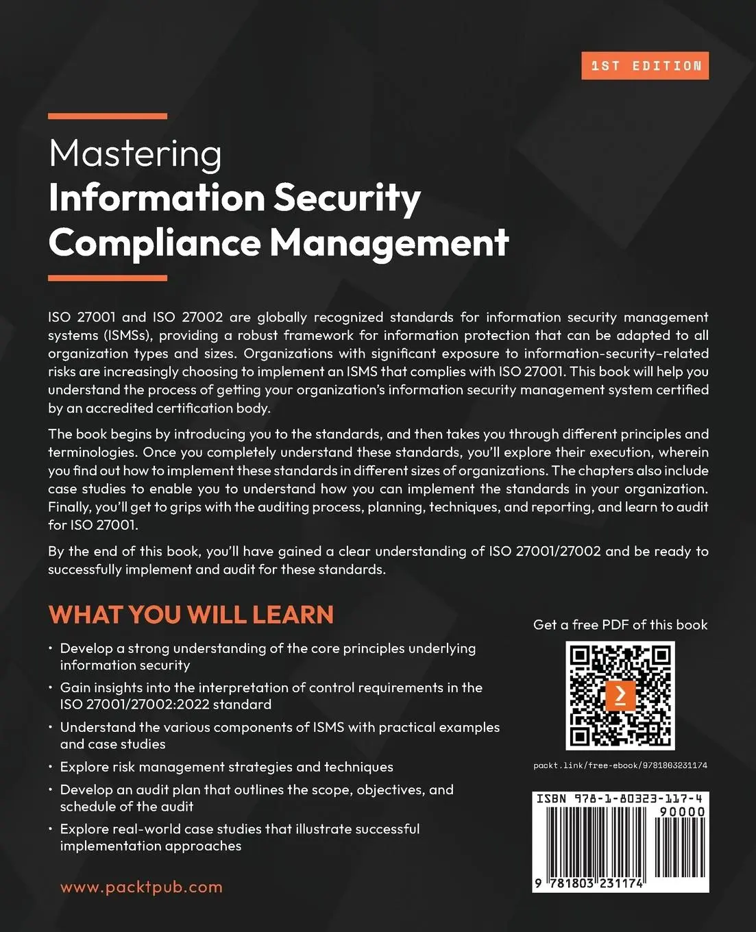 Rückseite: 9781803231174 | Mastering Information Security Compliance Management | Nair (u. a.)