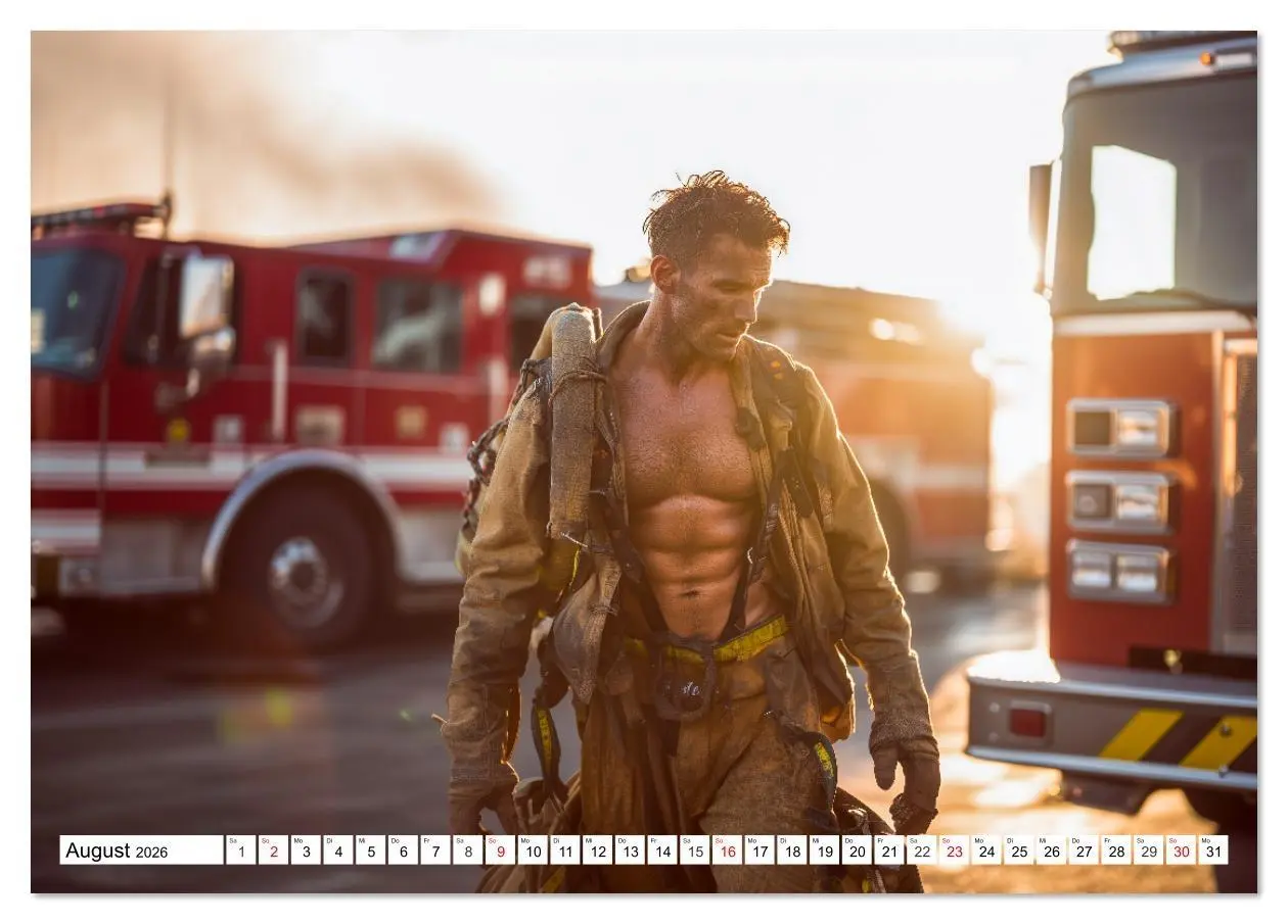 Bild: 9783516621174 | Feuerwehrmänner - Sexy Körper und heiße Flammen (Tischkalender 2026...