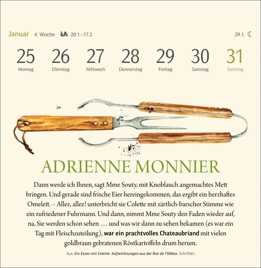 Bild: 9783840041174 | Der kleine literarische Küchenkalender Premium-Postkartenkalender...