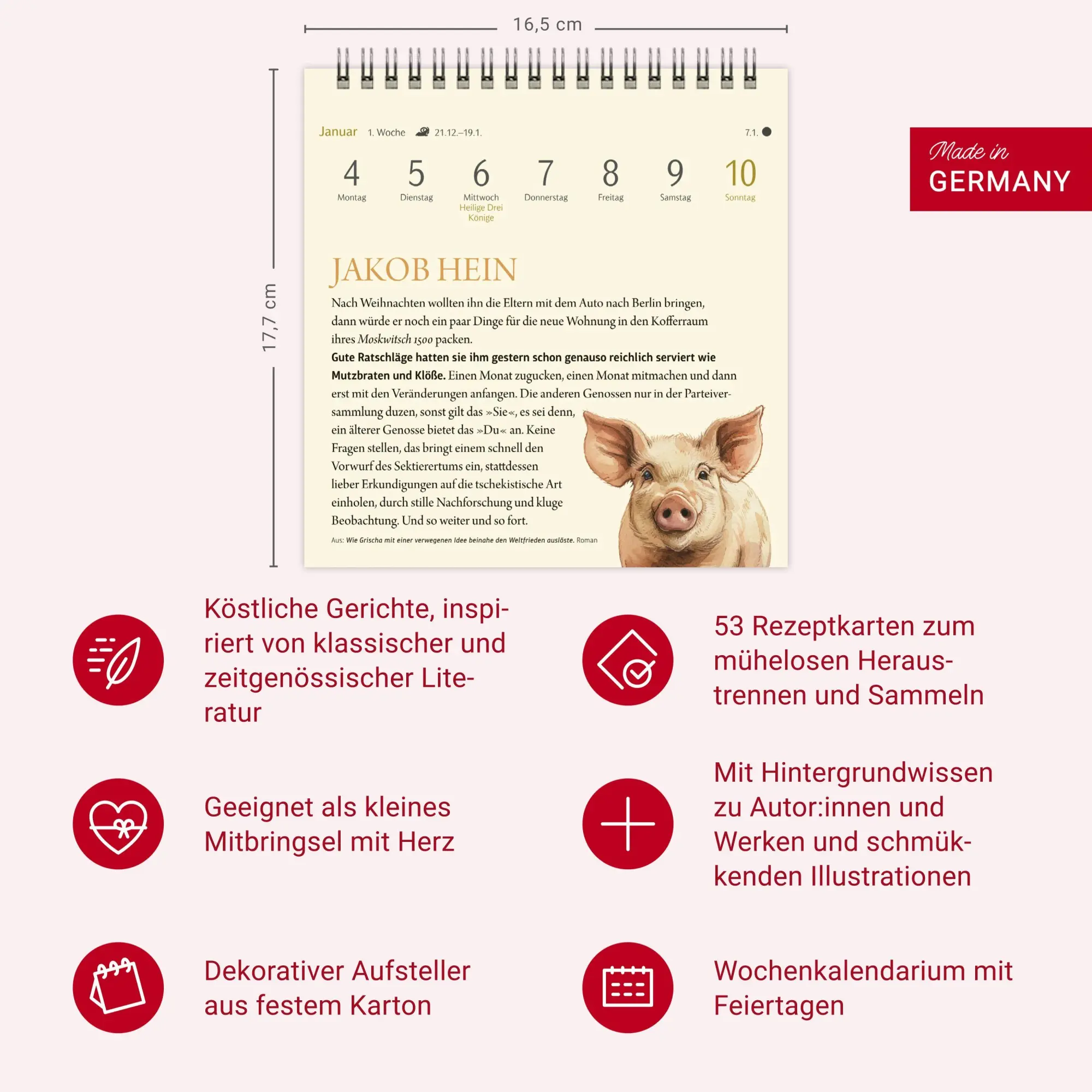 Bild: 9783840041174 | Der kleine literarische Küchenkalender Premium-Postkartenkalender...