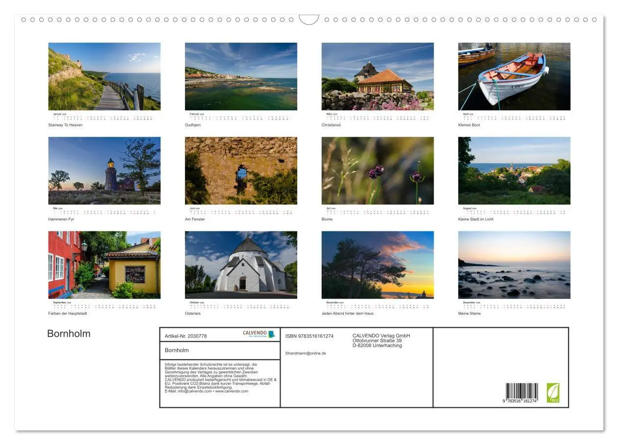 Bild: 9783516161274 | Bornholm (Wandkalender 2026 DIN A2 quer), CALVENDO Monatskalender | de