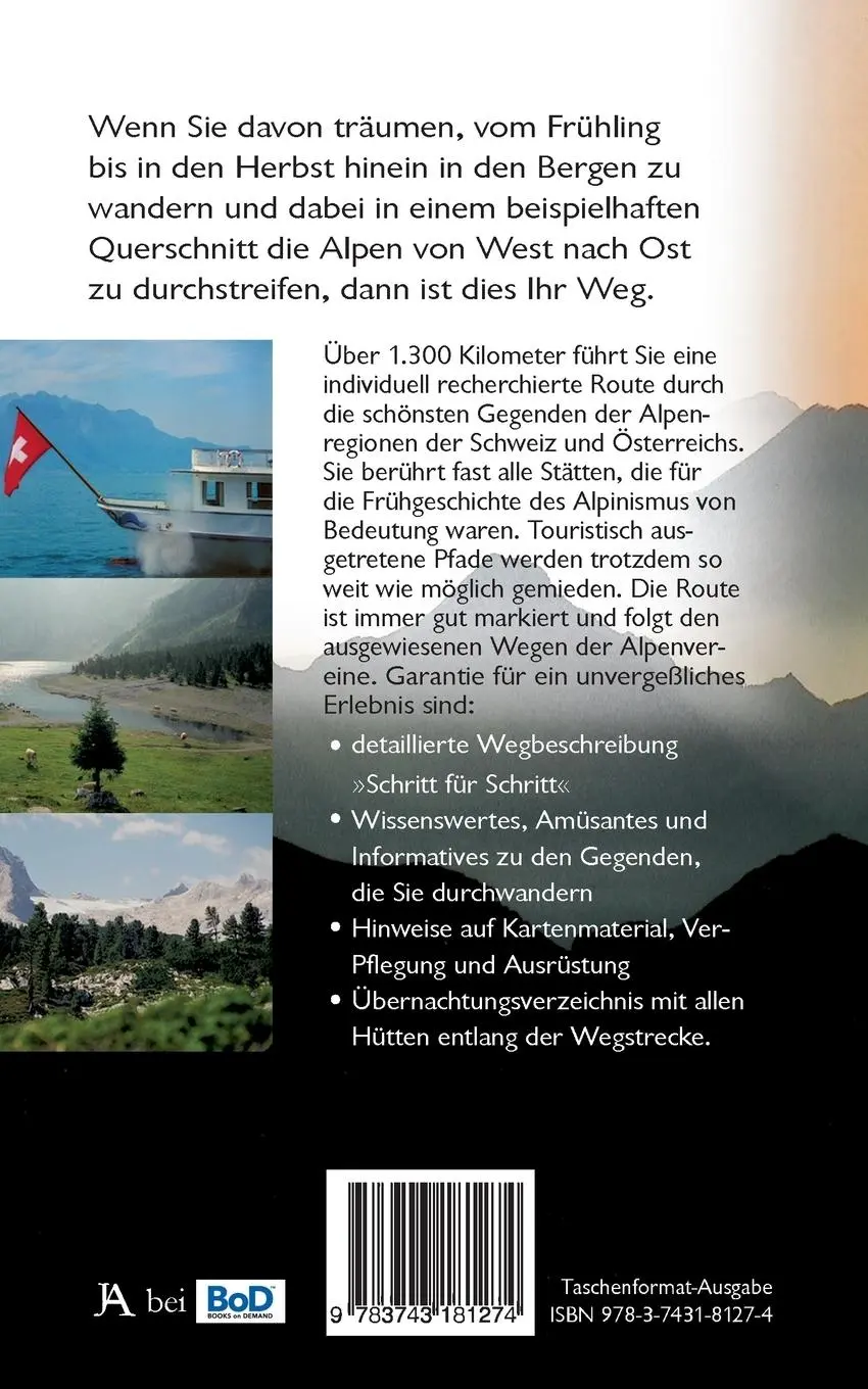 Rückseite: 9783743181274 | Die Alpen West-Ost (Taschenformat-Ausgabe) | Jakob Anderhandt | Buch