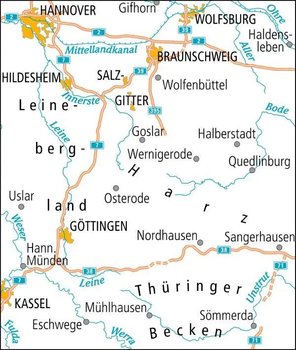 Rückseite: 9783969901274 | ADFC-Radtourenkarte 12 Harz /Leinetal 1:150.000, reiß- und...